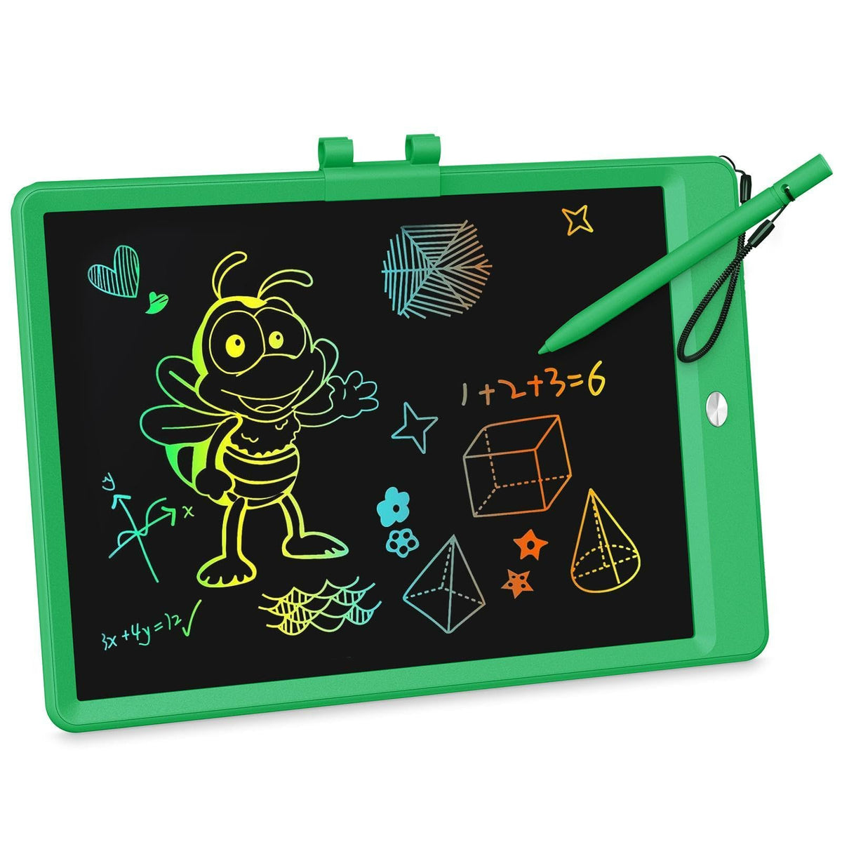 KOKODI LCD writing tablet 10-inch green front view for mess-free drawing anywhere