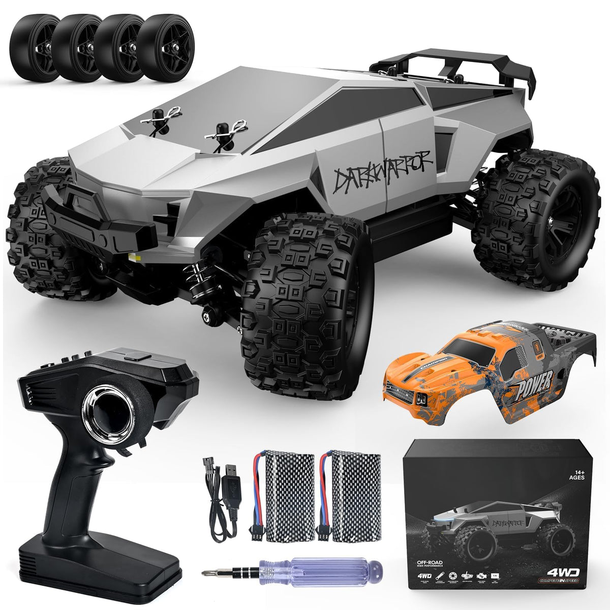 Kolegend Cyber Monster Truck front view showing rugged wheels for all-terrain play