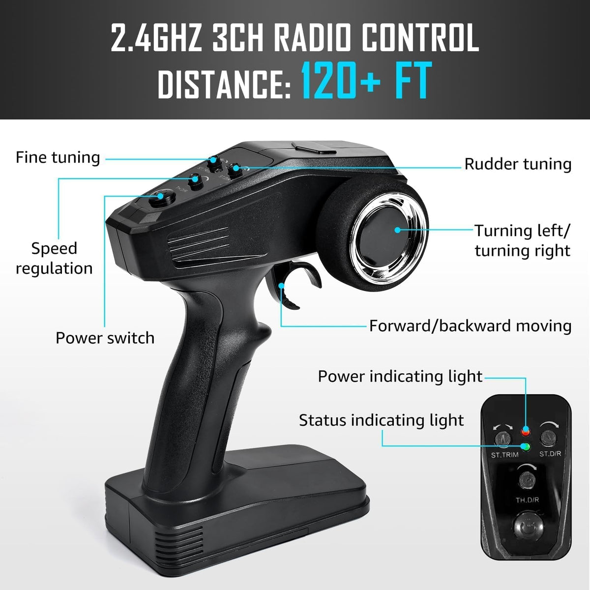 Kolegend Cyber Monster Truck remote control range up to 300 ft