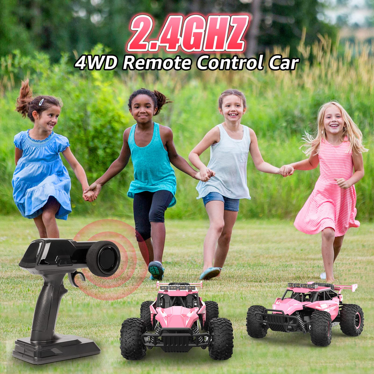 kolegend rc car with all-terrain tires and suspension for grass sand and concrete