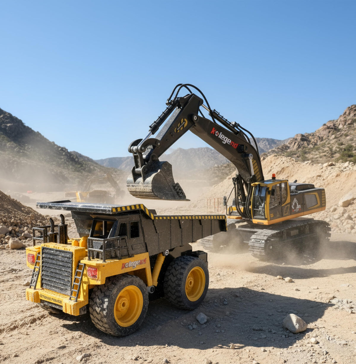 kolegend digging sand action demonstrating realistic excavation play