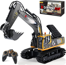 kolegend remote control excavator front view showing compact design for active play