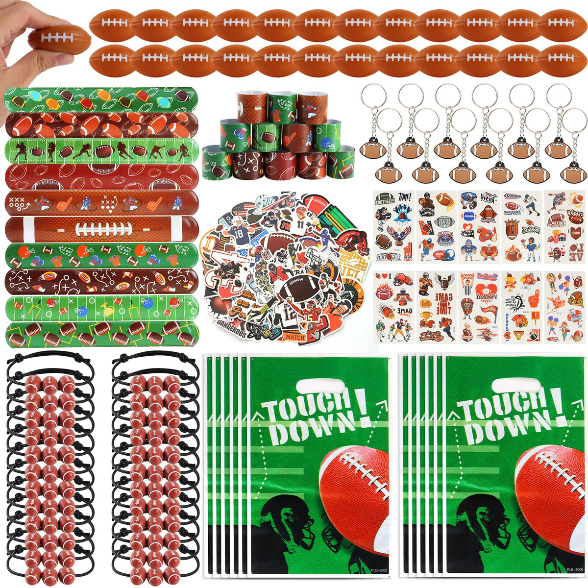 Kolewo4ever football party favors set for vibrant celebration decor and activities.