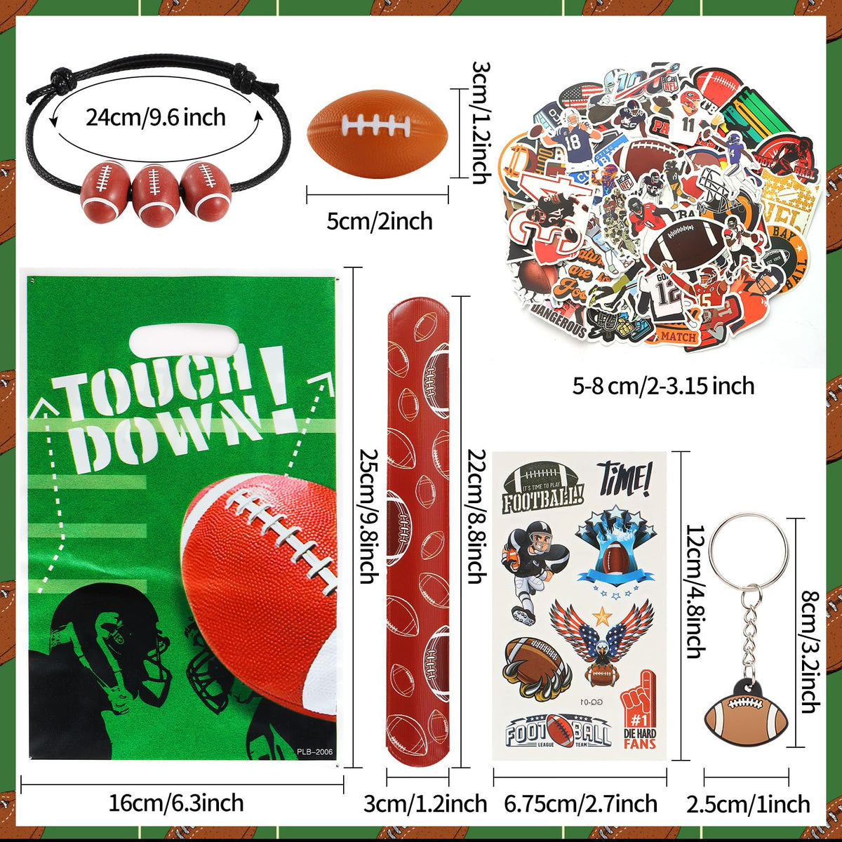 Mini football stress balls from Kolewo4ever kit for tactile relief during game day.
