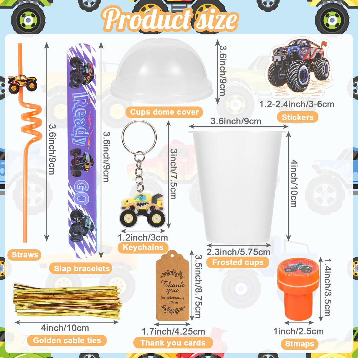 Kolewo4ever Monster Truck stickers add color to gift bags and party décor.