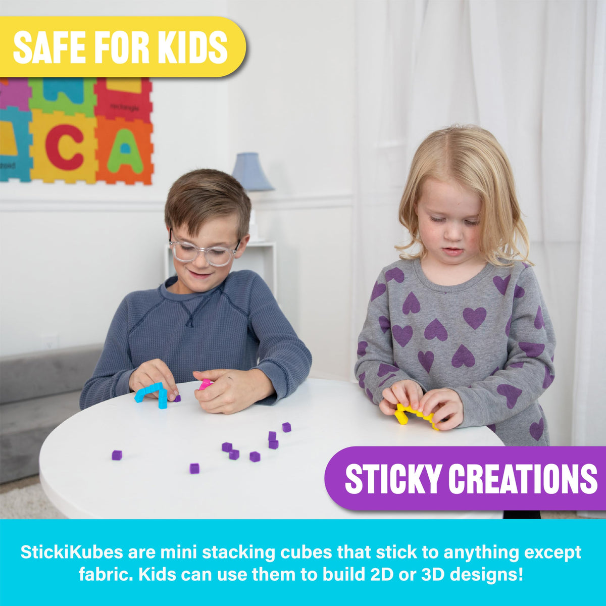 KOMARC GAMES StickiKubes: Easy clean-up—rinse with water and soap for repeat play.