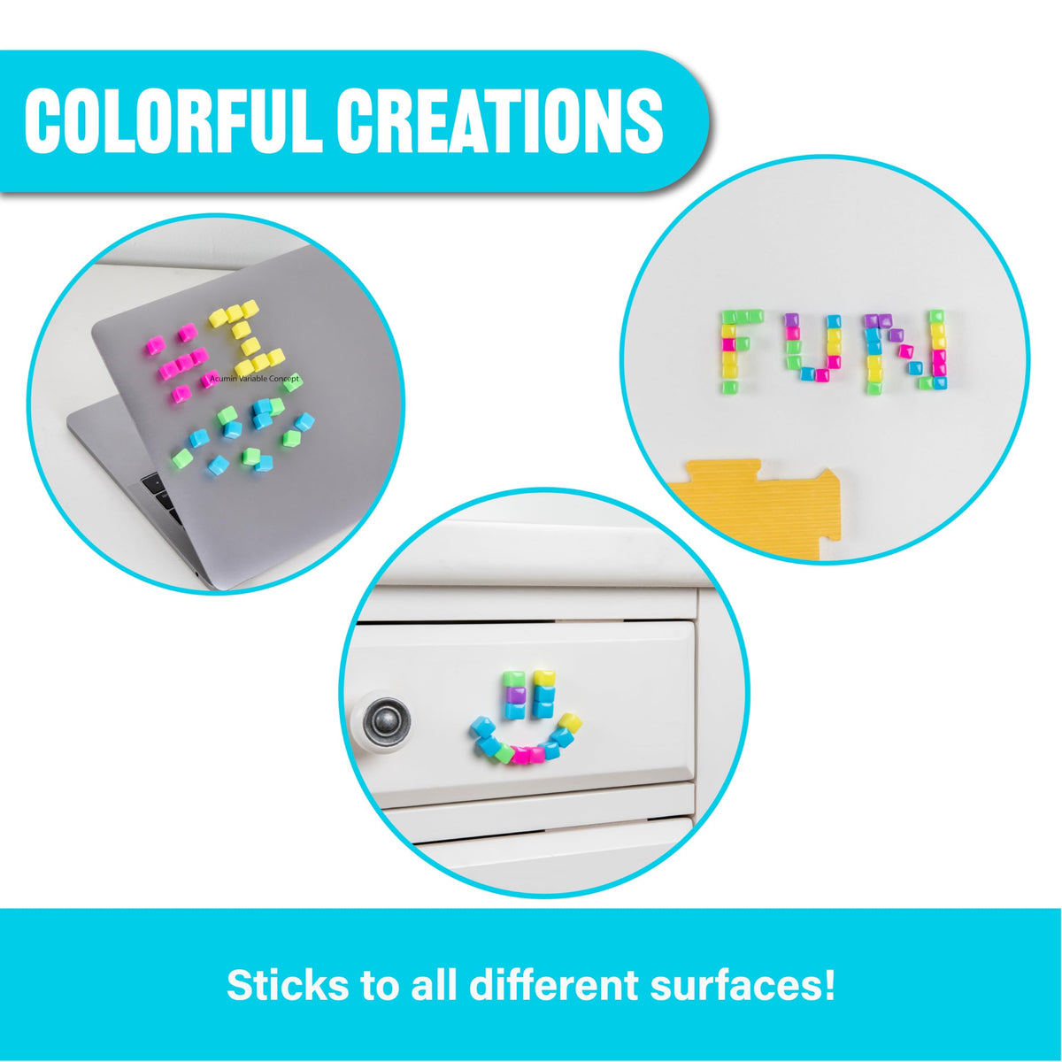 KOMARC GAMES StickiKubes with 125 neon cubes offer versatile play options.