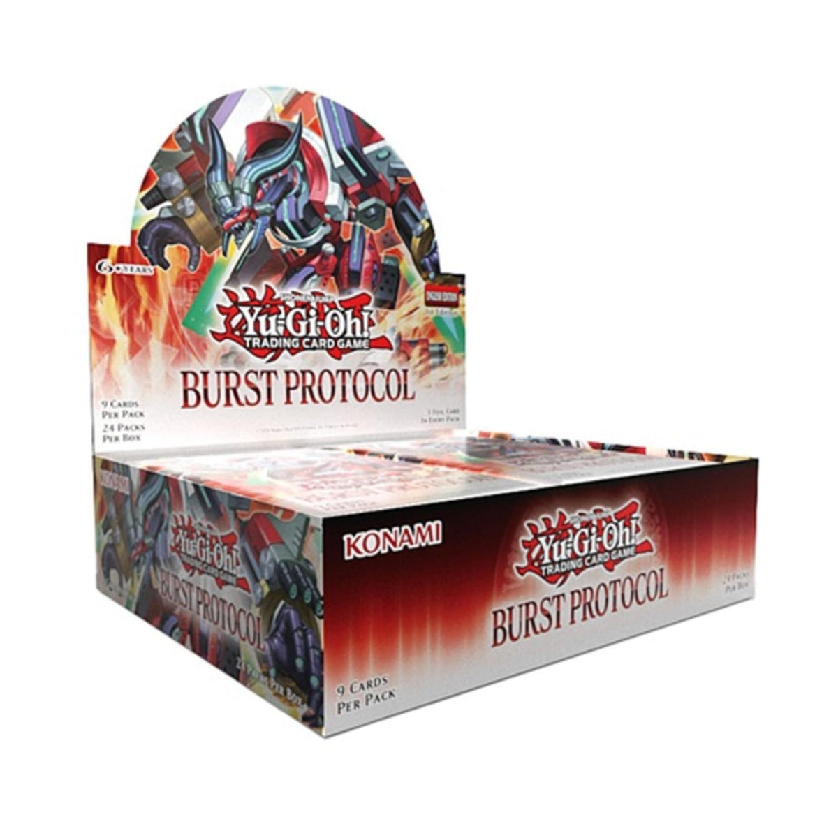 Konami Yu-Gi-Oh Burst Protocol Booster Box front view for collectors seeking new Borrel and Rokket cards.