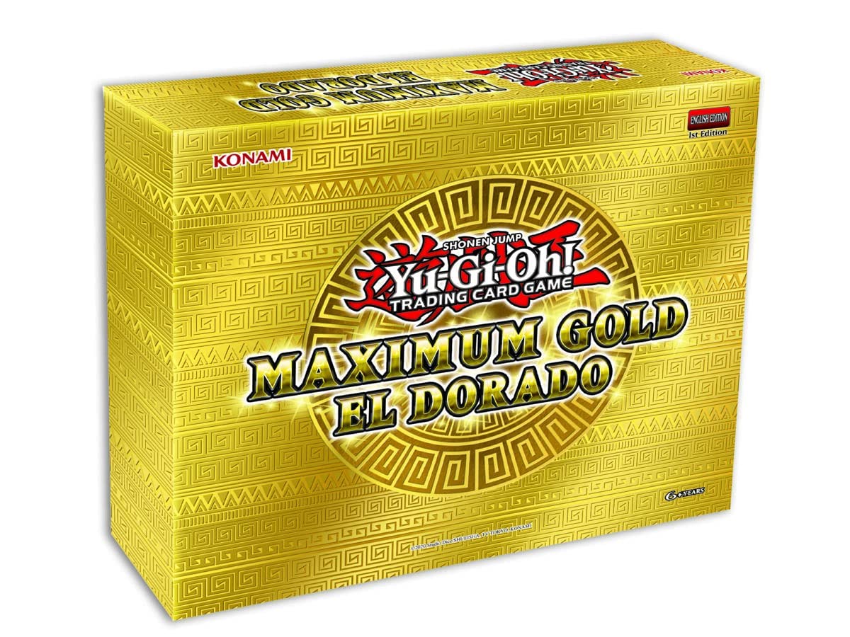 Konami Yu-Gi-Oh! Maximum Gold El Dorado premium gold-rare cards shine.