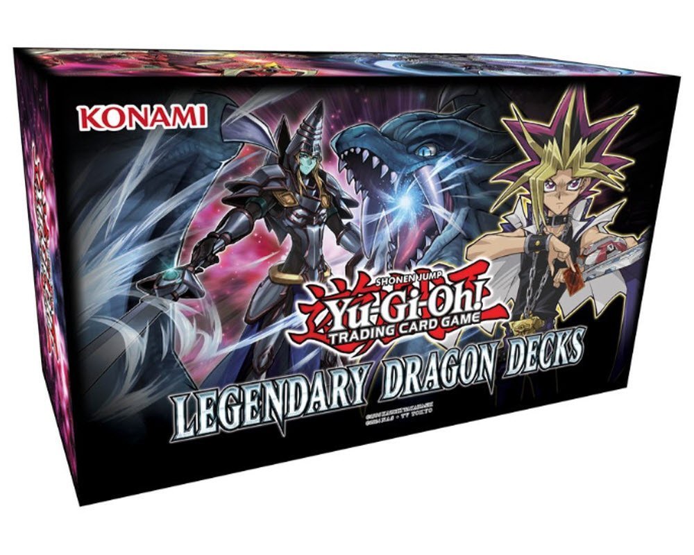Konami Yu-Gi-Oh Legendary Dragon Decks Box with three dragon decks and foil cards for duels and collection