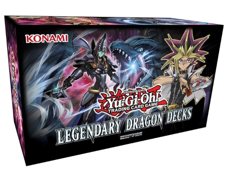 Konami Yu-Gi-Oh Legendary Dragon Decks Box with three dragon decks and foil cards for duels and collection