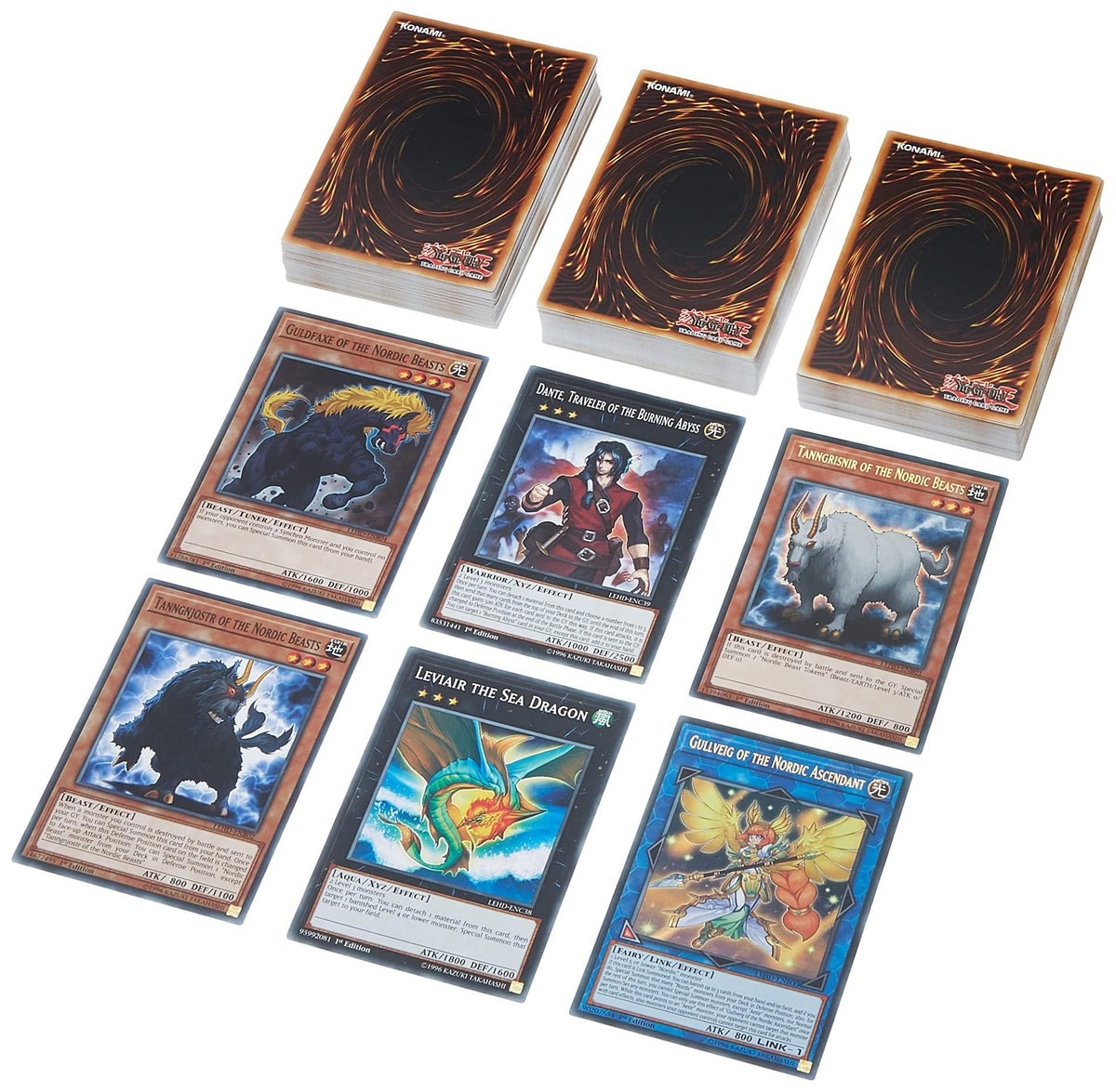 Konami Yu-Gi-Oh! Legendary Hero Box Contents images: three 40-card decks and extra deck