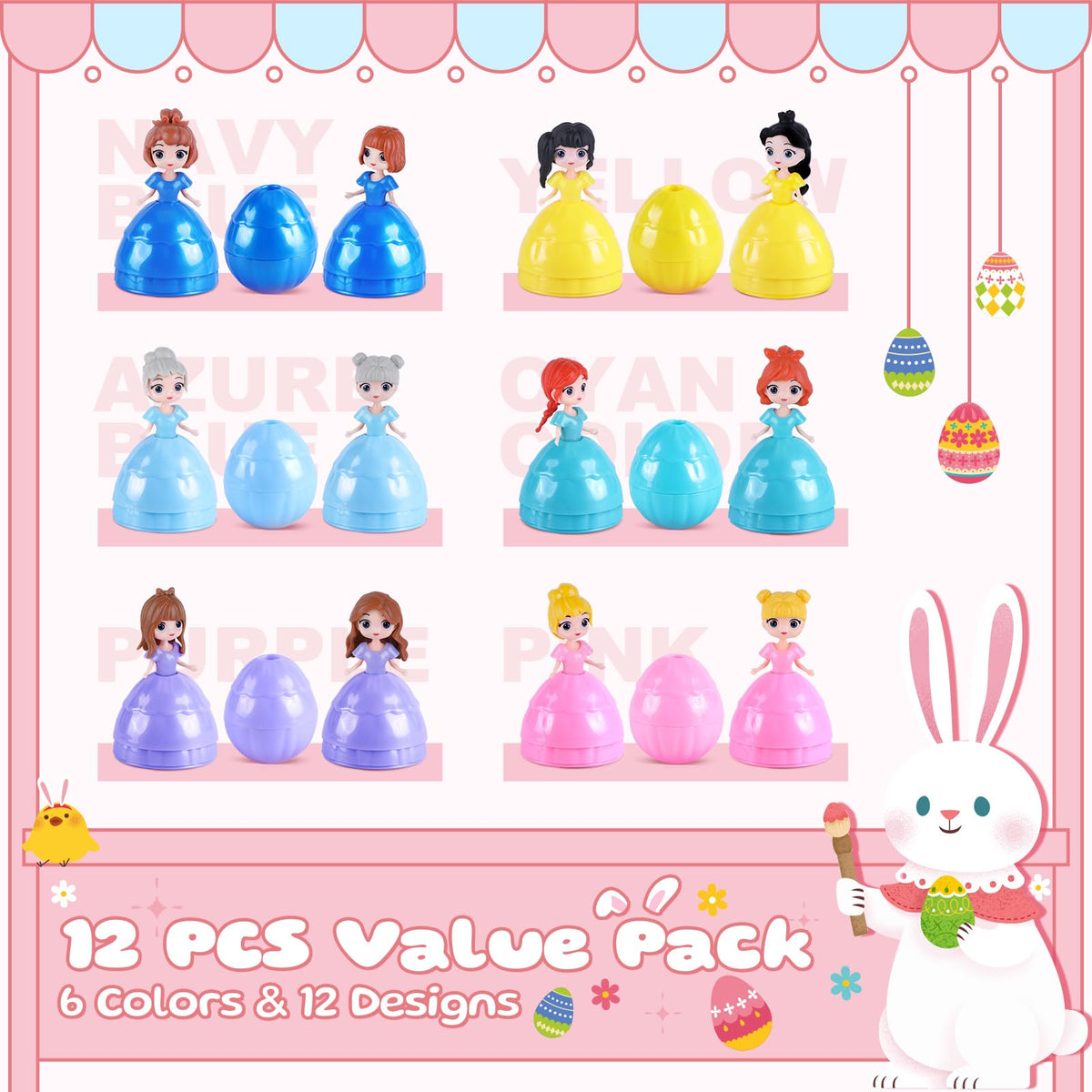 Konijiwa twelve-piece Easter eggs set colorful shells ideal for basket fillers.