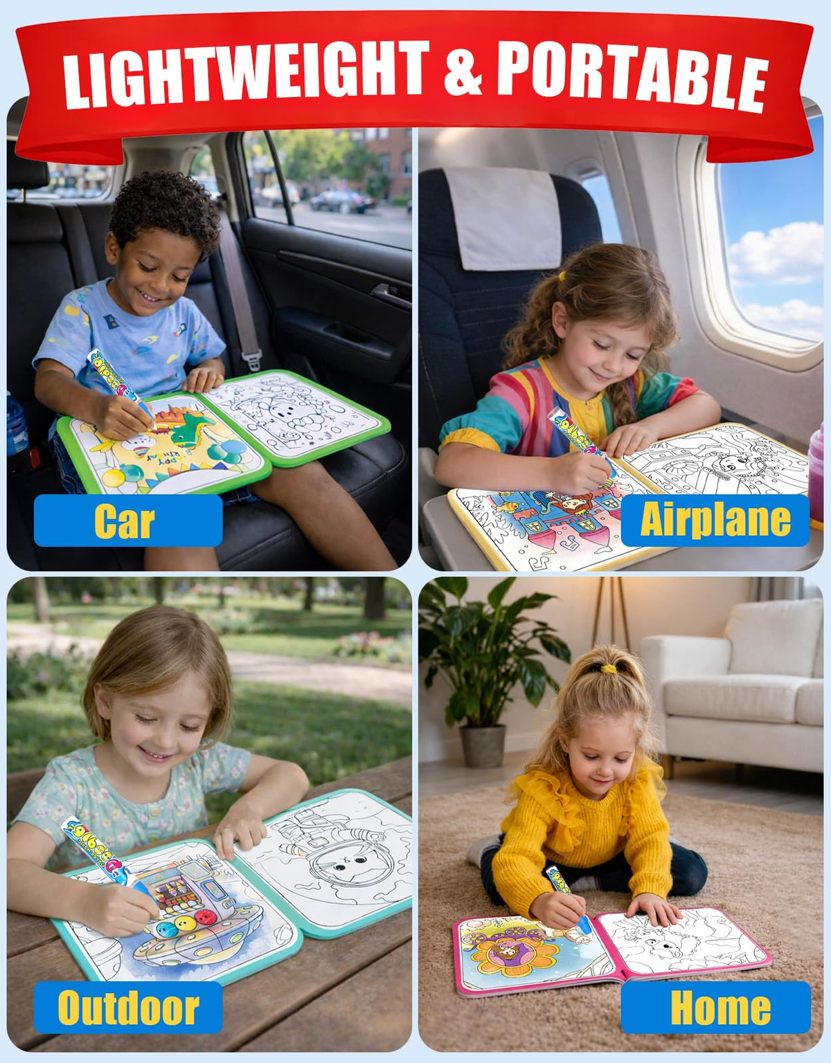 K'ONLE portable, travel-friendly kid activity book for on-the-go creativity.
