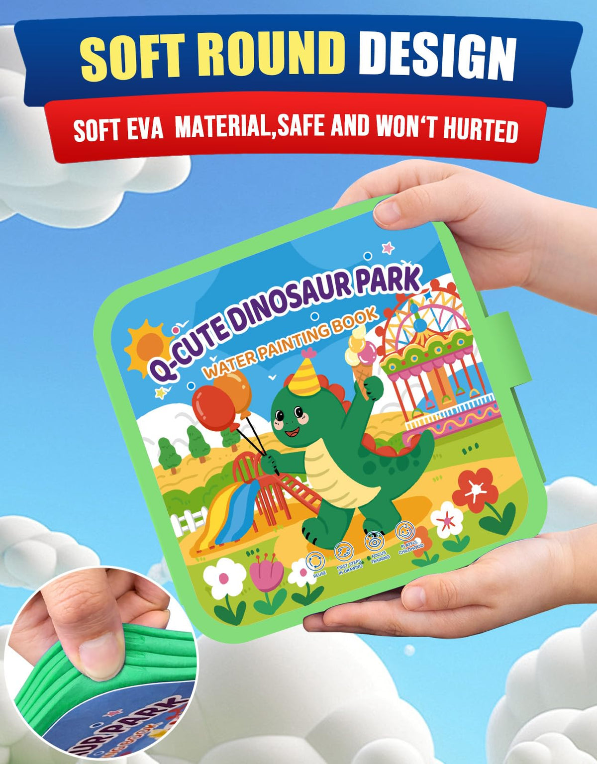 K'ONLE soft EVA foam edges protect little hands during coloring activities.