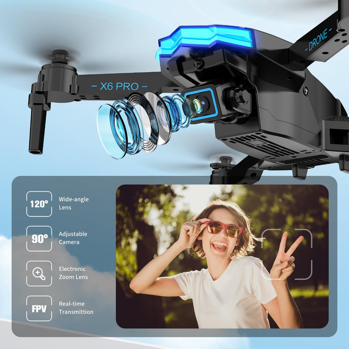 kononioo drone with brushless motors delivers stable flights in light wind.