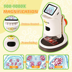 Koolpte Kids Microscope captures photos and videos for sharing discoveries.
