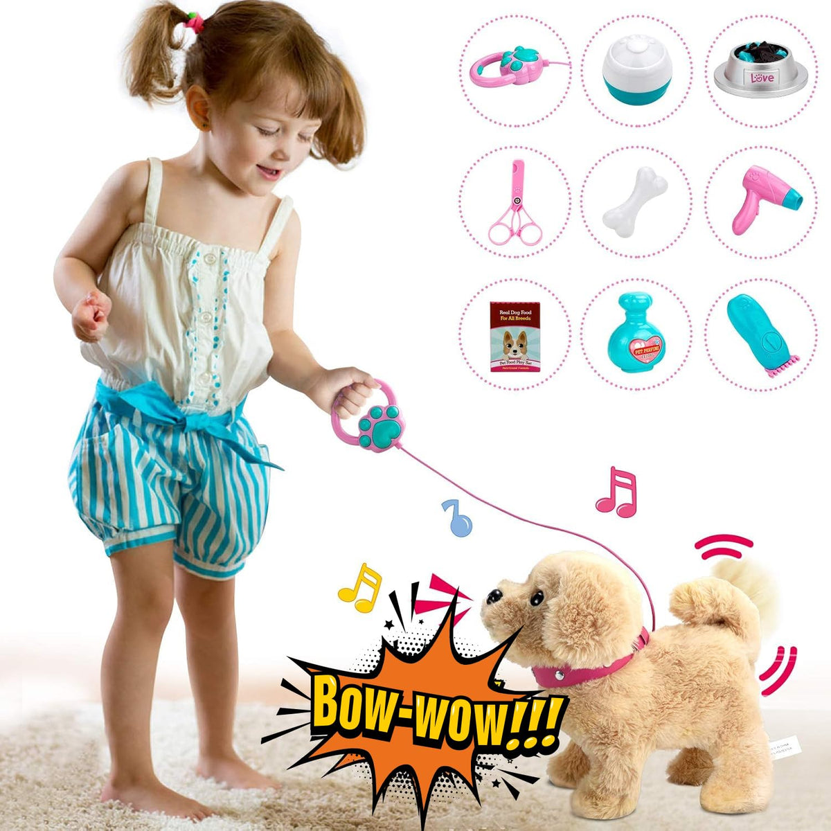 Koonie talking plush Golden Retriever repeats words for imaginative play.