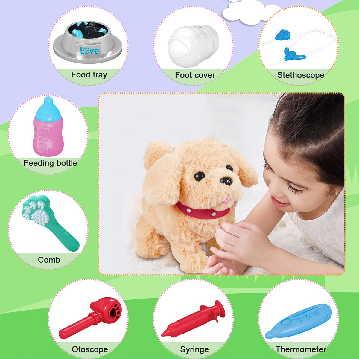 Koonie Realistic Robot Puppy brush accessory for grooming play
