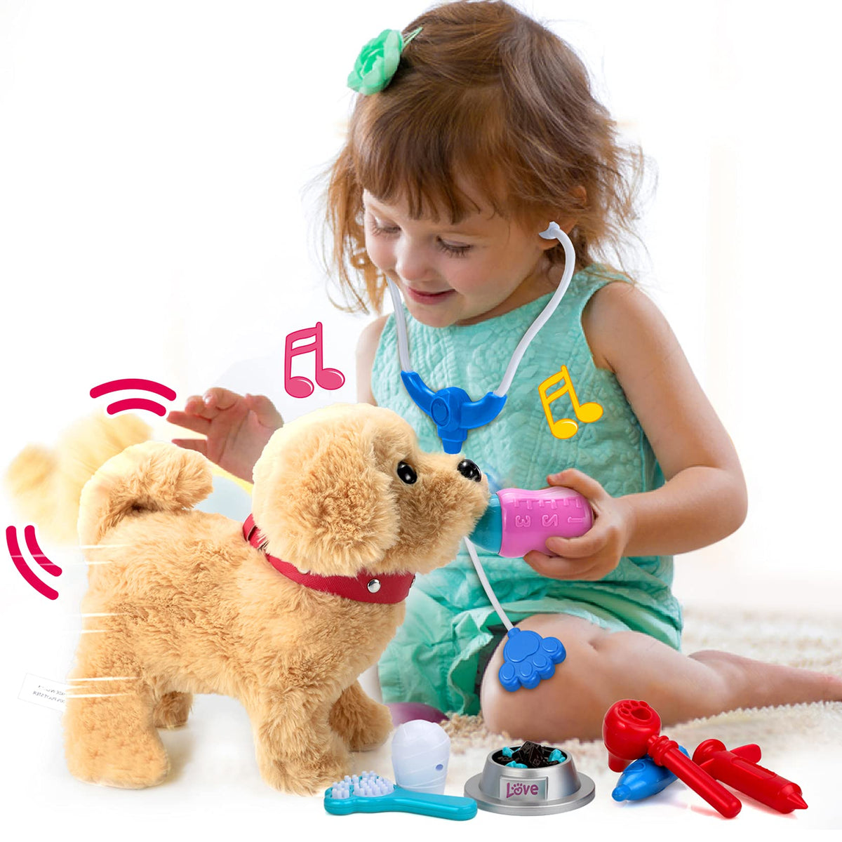 Koonie Realistic Robot Puppy walking for interactive play and motor skills