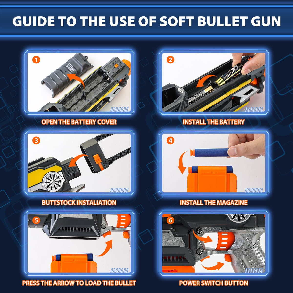 KooRare automatic toy gun with removable stock enables easy transport.