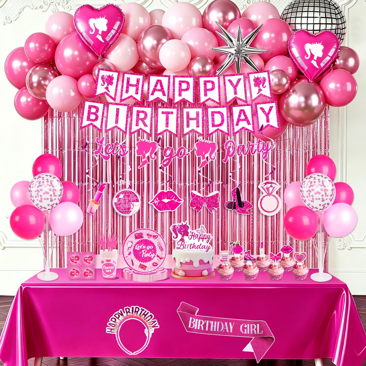 Kooterfun hot pink birthday banner adds vibrant branding for photos