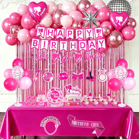 Kooterfun hot pink birthday banner adds vibrant branding for photos