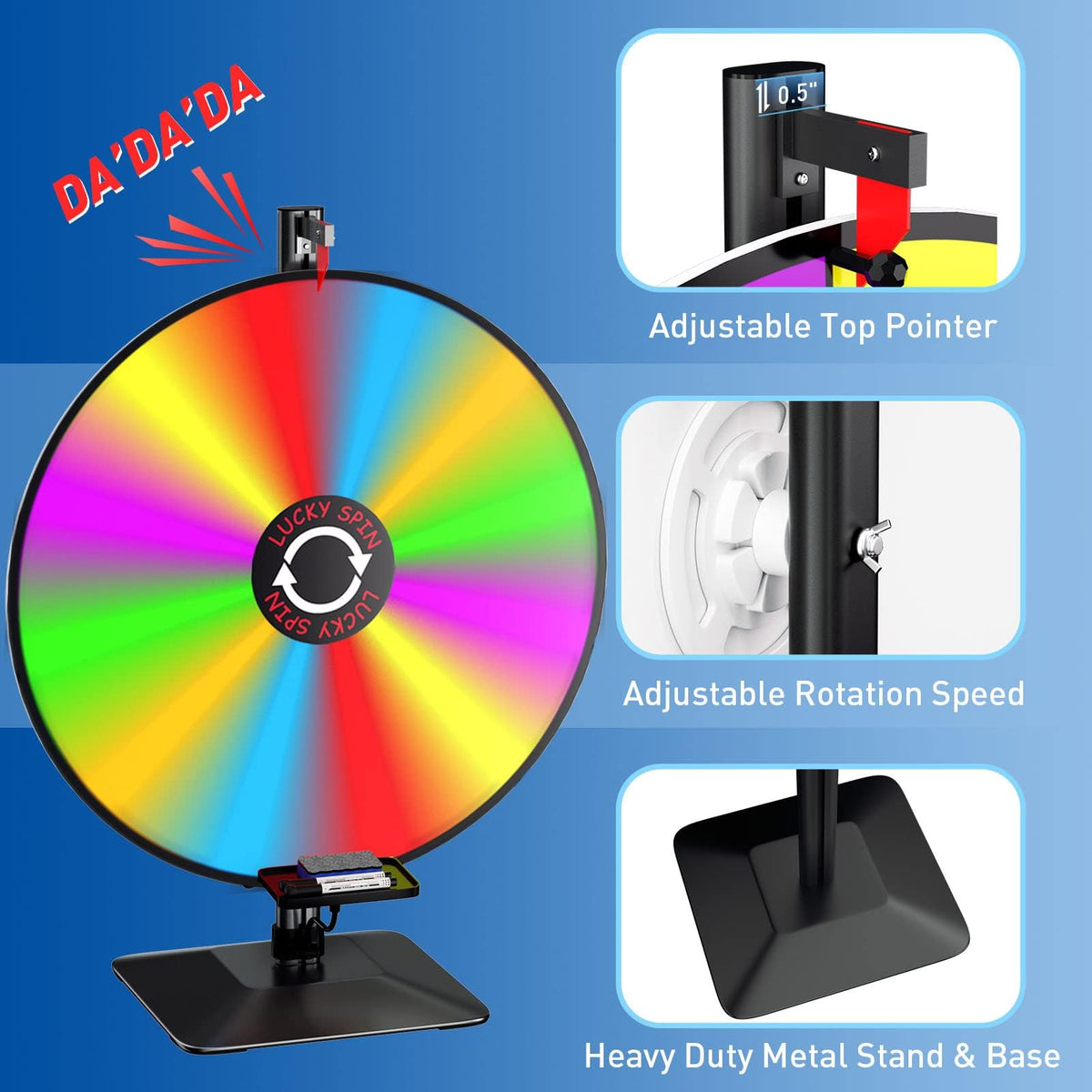 KOOV floor-standing prize wheel with height-adjustable stand for versatile venues
