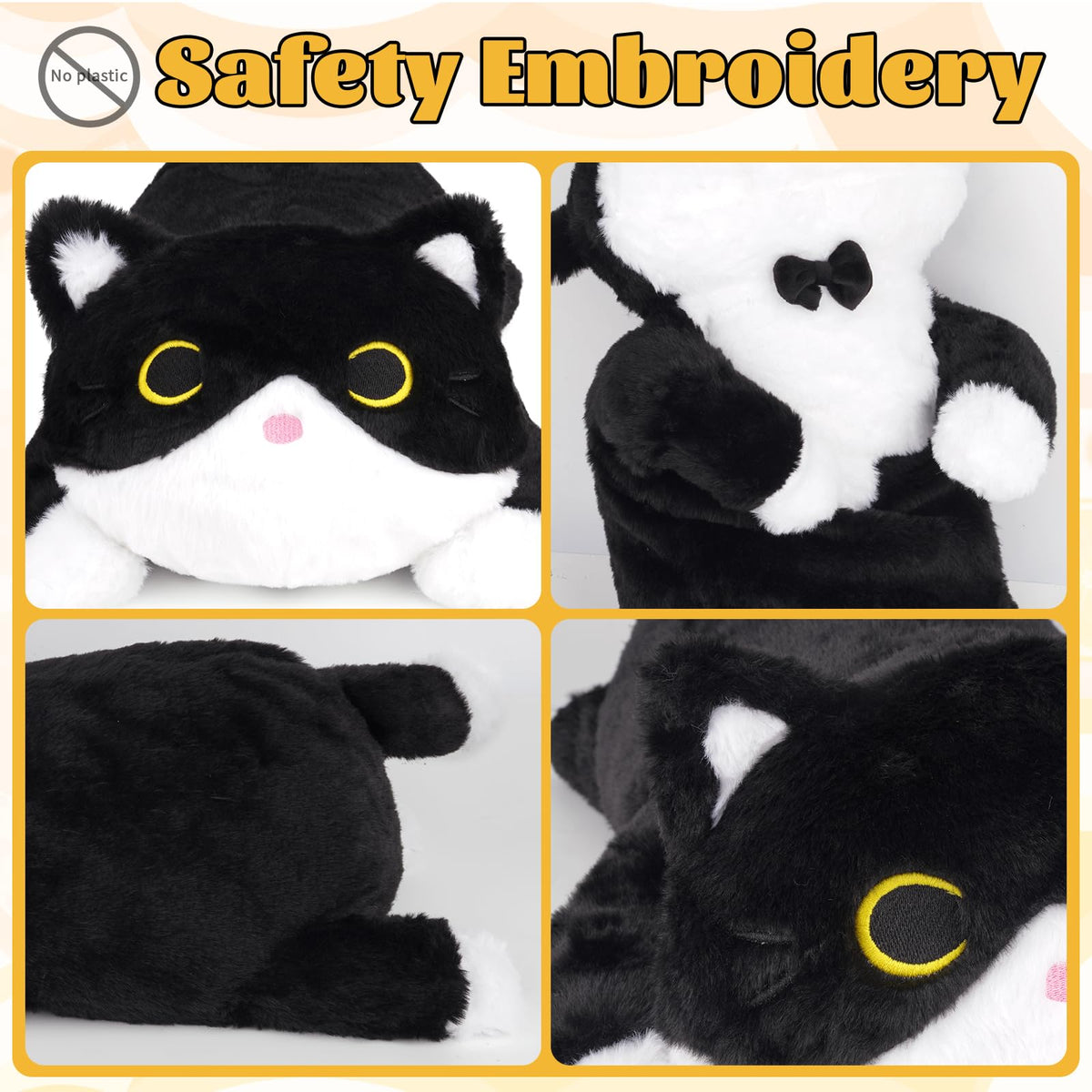 KOPHINYE tuxedo cat plush with realistic features for imaginative play