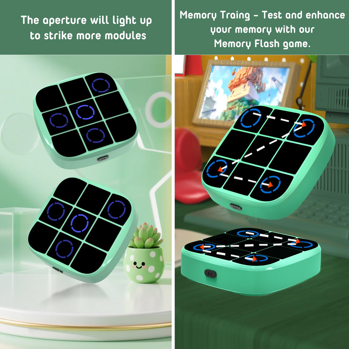KOQQQ Bolt Tic-Tac-Toe Cyan memory flash boosts focus and recall.