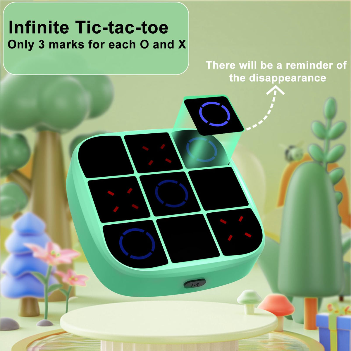 KOQQQ Bolt Tic-Tac-Toe Cyan whack-a-mole mode adds playful challenge.
