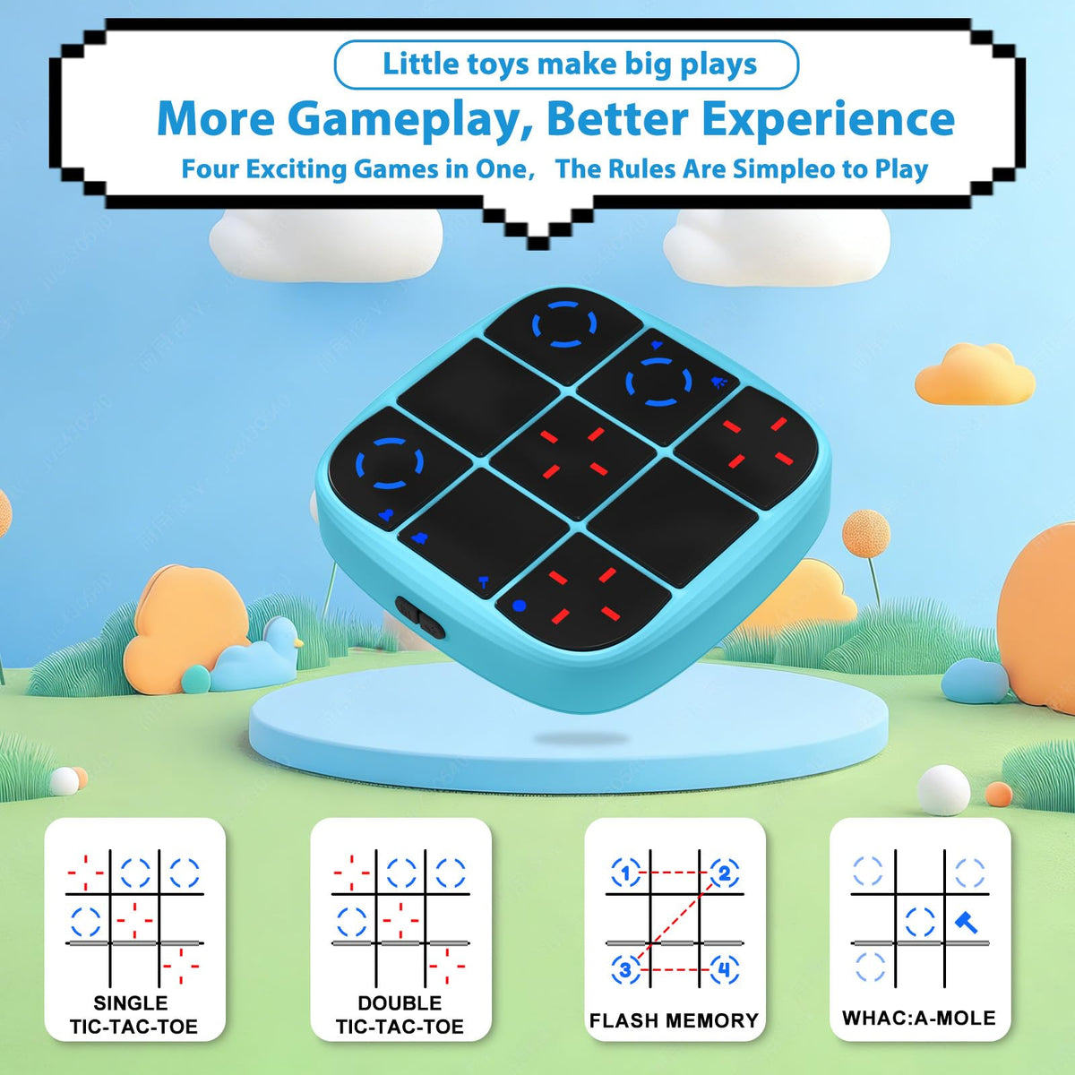 KOQQQ handheld puzzle bolt console blue enabling quick two player challenges anywhere