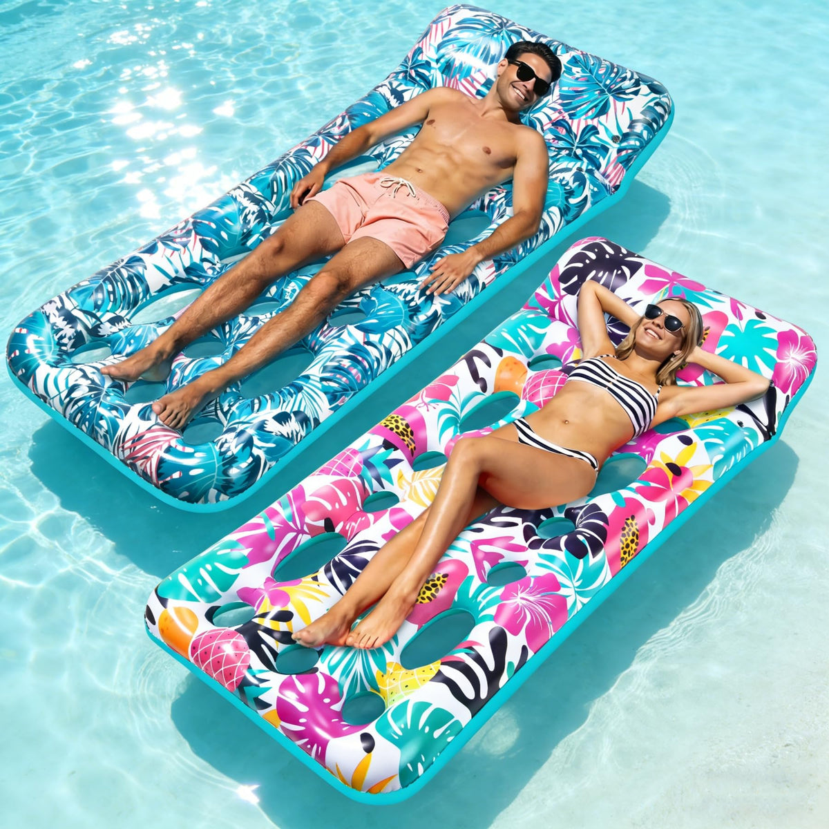 Korlon Tec 2-pack pool floats for adults, ideal for relaxed poolside lounging.
