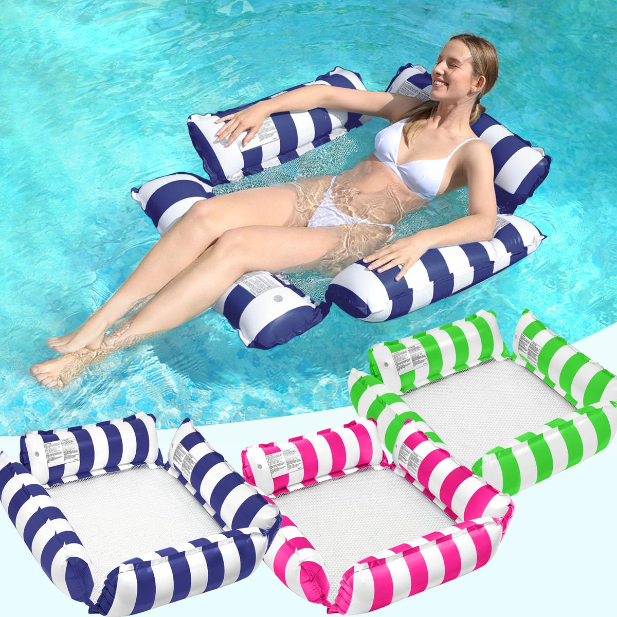 Korlon Tec 3 Pack pool floats hammock for relaxing water lounging