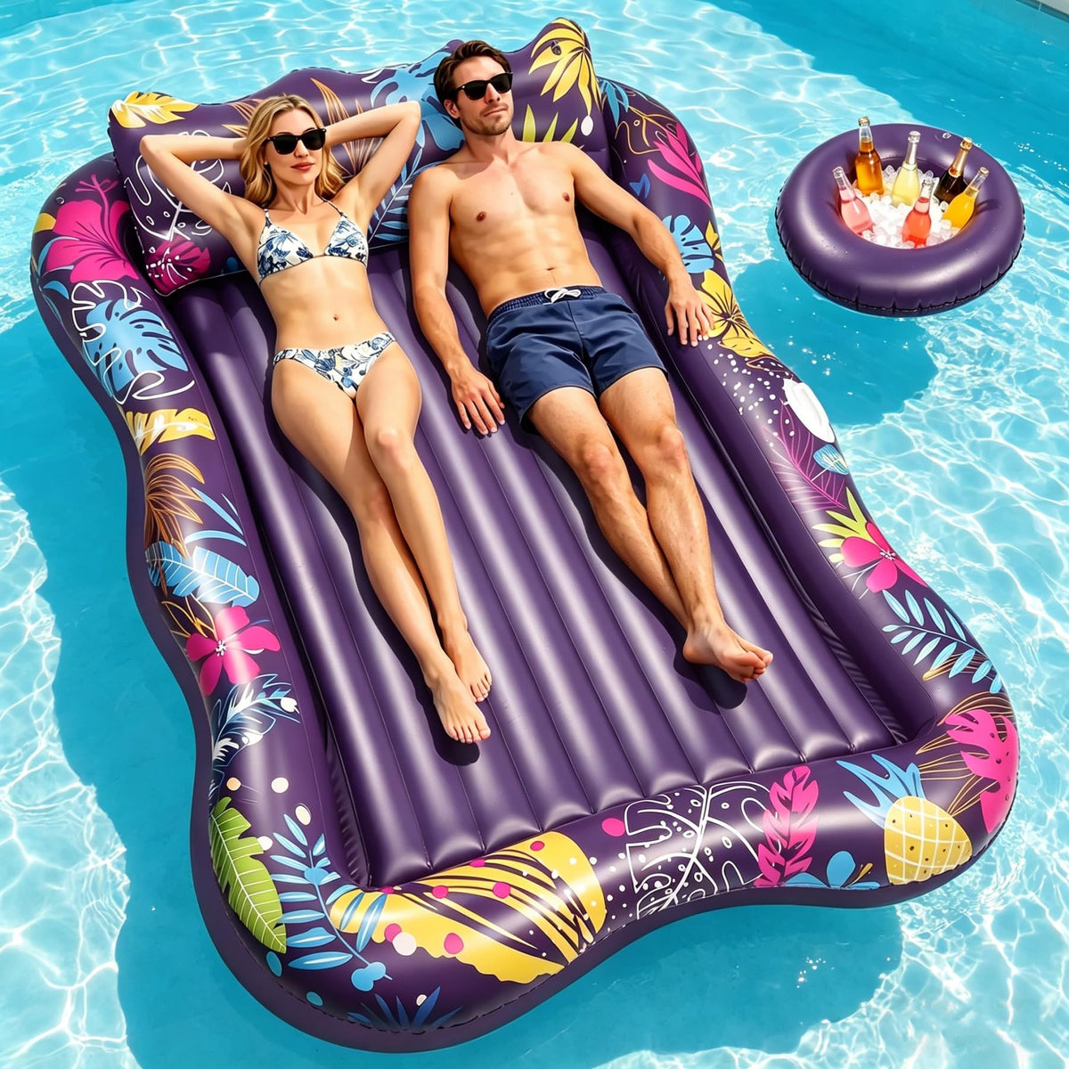 Korlon Tec extra-large pool float lounger for roomy sunbathing and lounging.