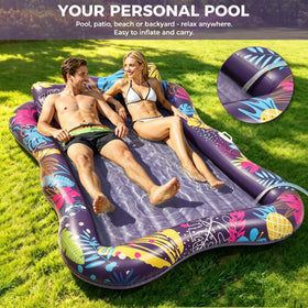 Korlon Tec pool float with removable pillow for neck support during lounging.