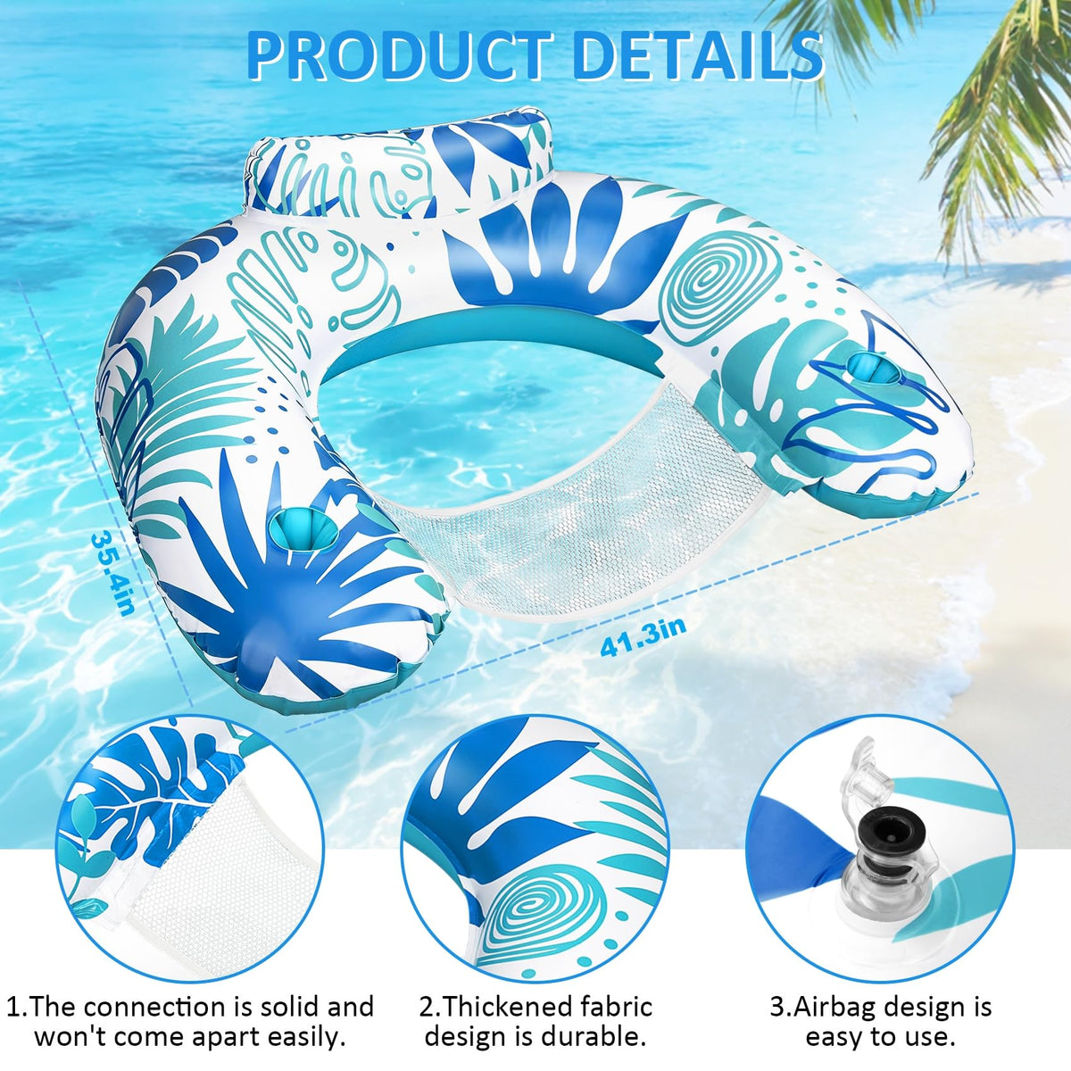 Korlon Tec U-shaped pool float design for stable, comfortable buoyancy.