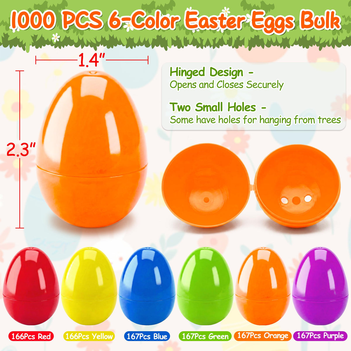 Kortes fillable Easter eggs in six colors ideal for colorful Easter egg hunts