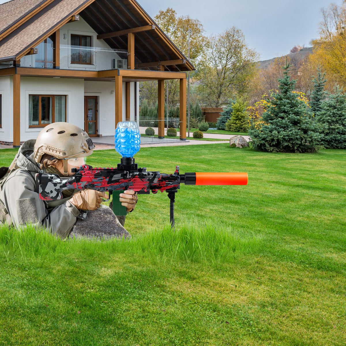 KOSKUDAR outdoor game scene showing backyard battle setup