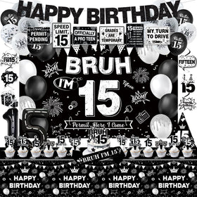 KOTLMIGHT 15th birthday backdrop in black enhances photo-worthy moments