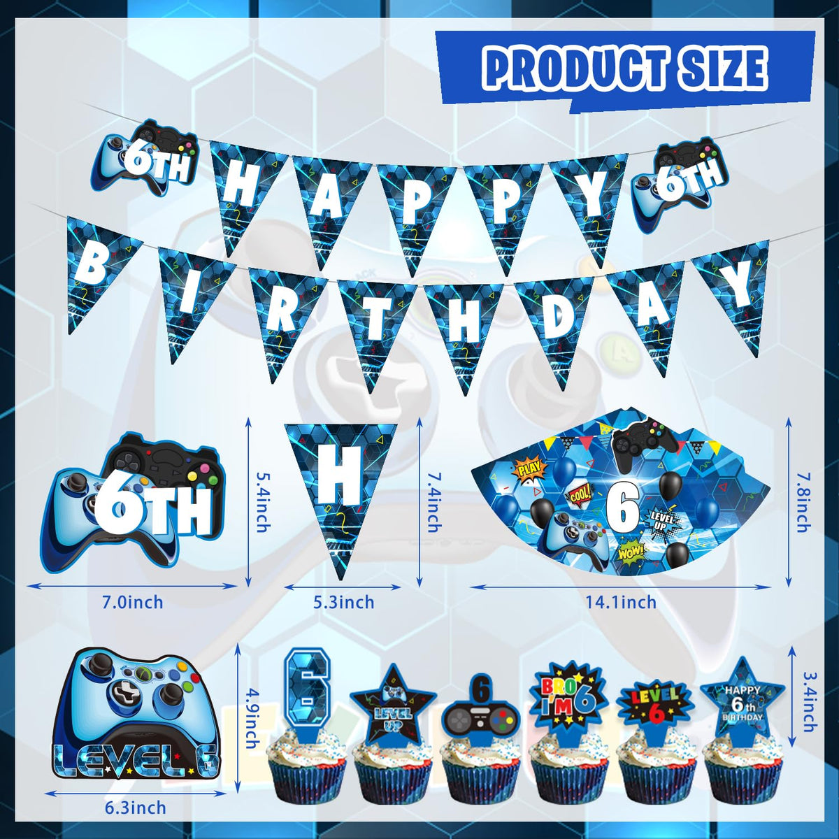 KOTLMIGHT 6th gamer balloon set delivers vibrant blue and black balloons