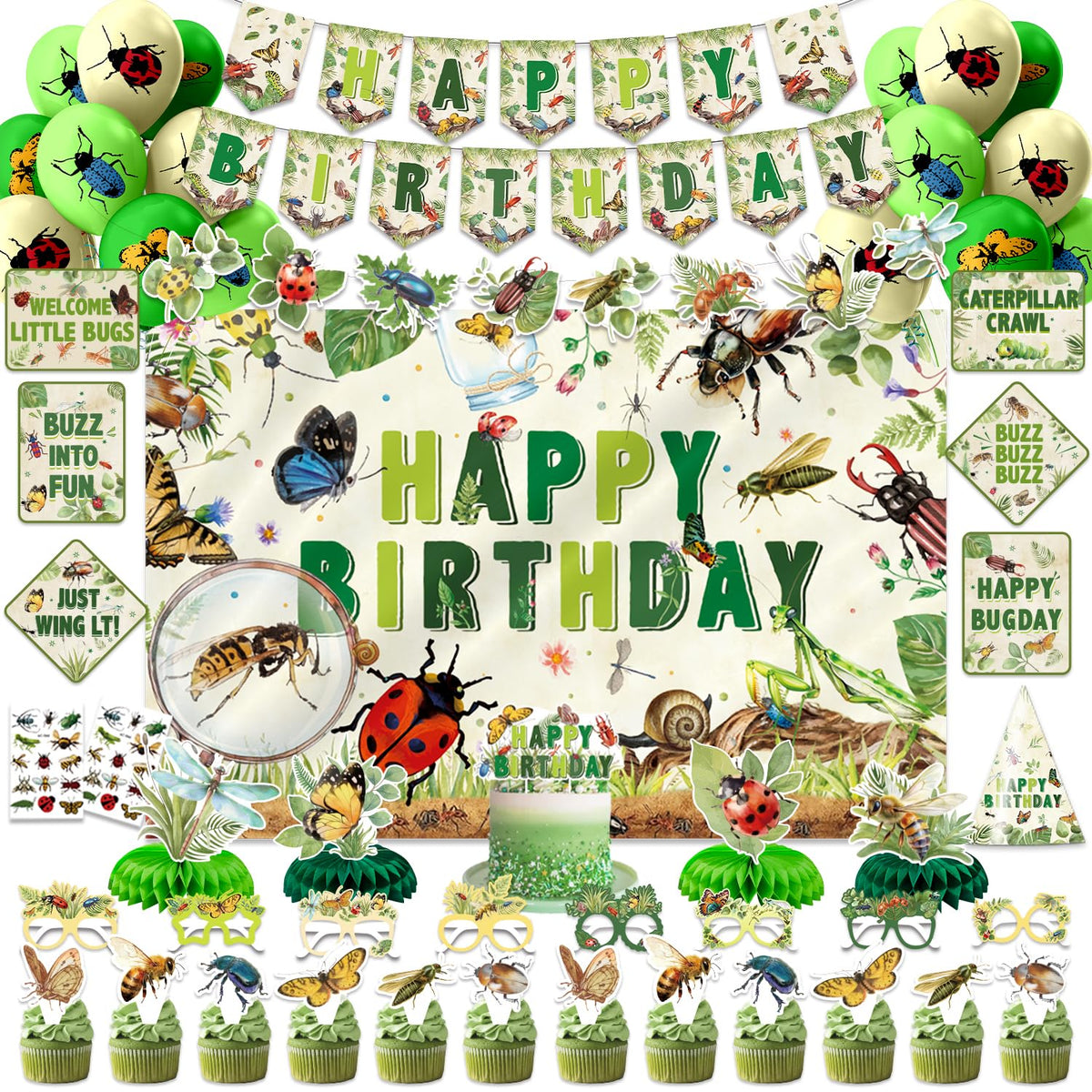 KOTLMIGHT Bugs party backdrop for vibrant birthday photos
