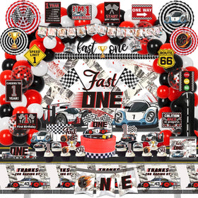 KOTLMIGHT Fast One backdrop enhances a boy's birthday party ambiance