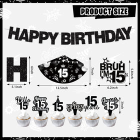 KOTLMIGHT 15th foil balloons in black white add festive contrast