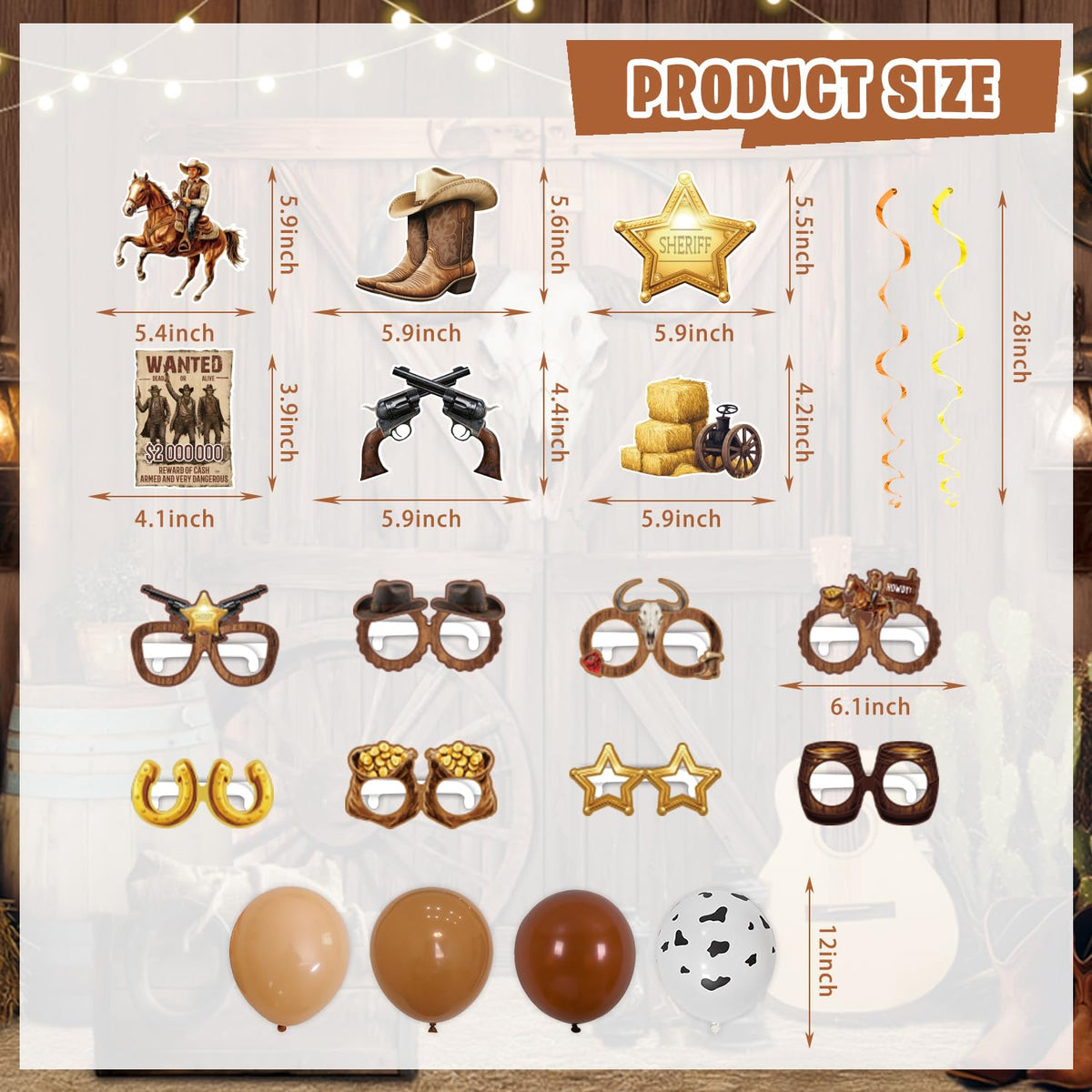 Kotlmight western-themed tablecloth ties visuals into the table display.