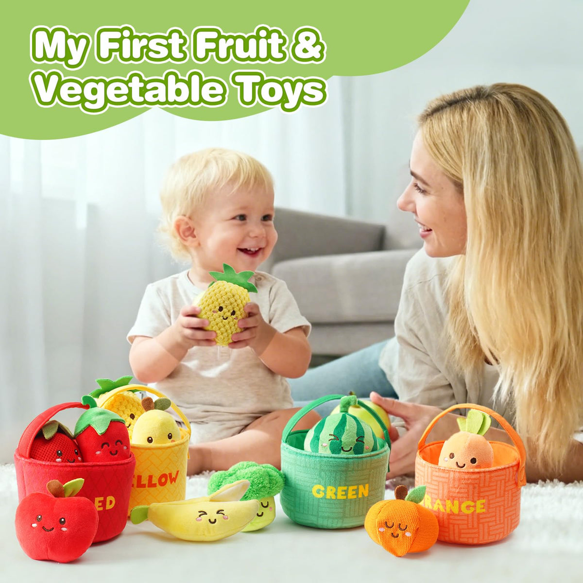 Koty crinkle lettuce toy promotes tactile exploration and sound discovery