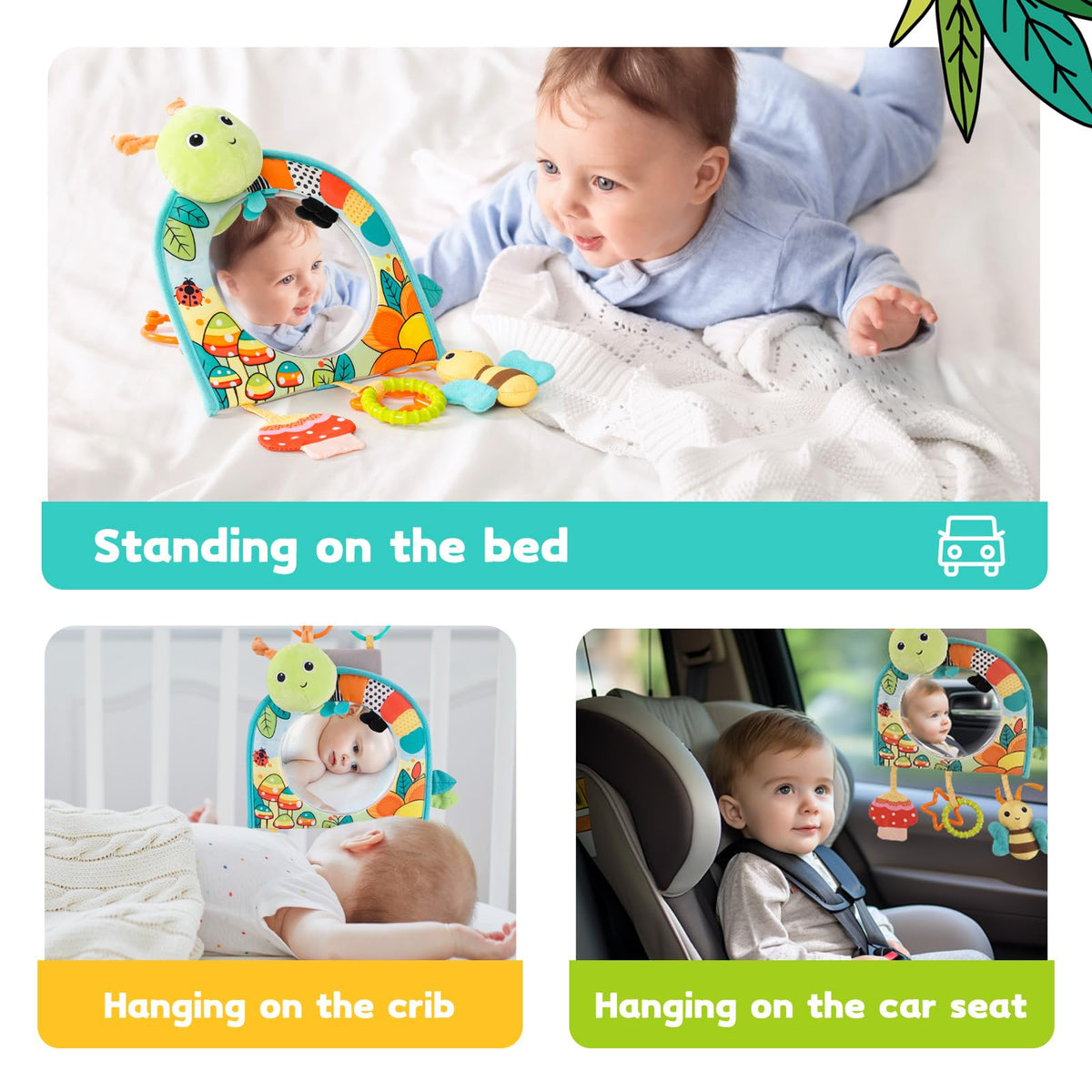 Koty infant car seat toy clip keeps items secure and within reach