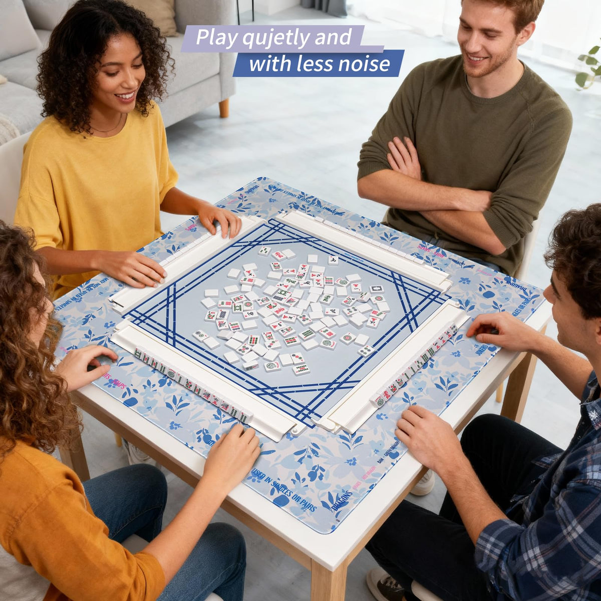 kouermorri blue mahjong mat folded and packed for travel