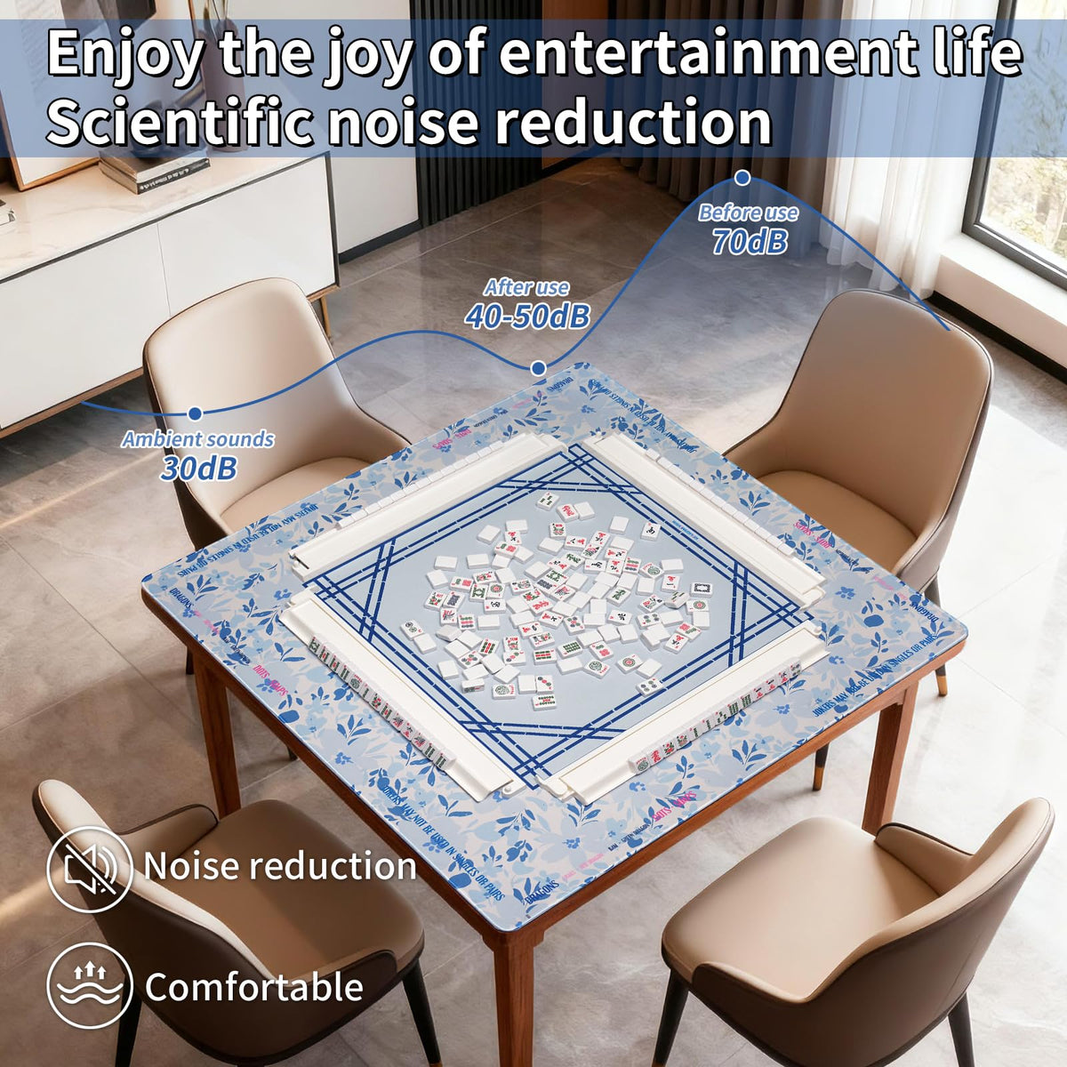 kouermorri blue mahjong mat rolled in canvas bag for easy storage