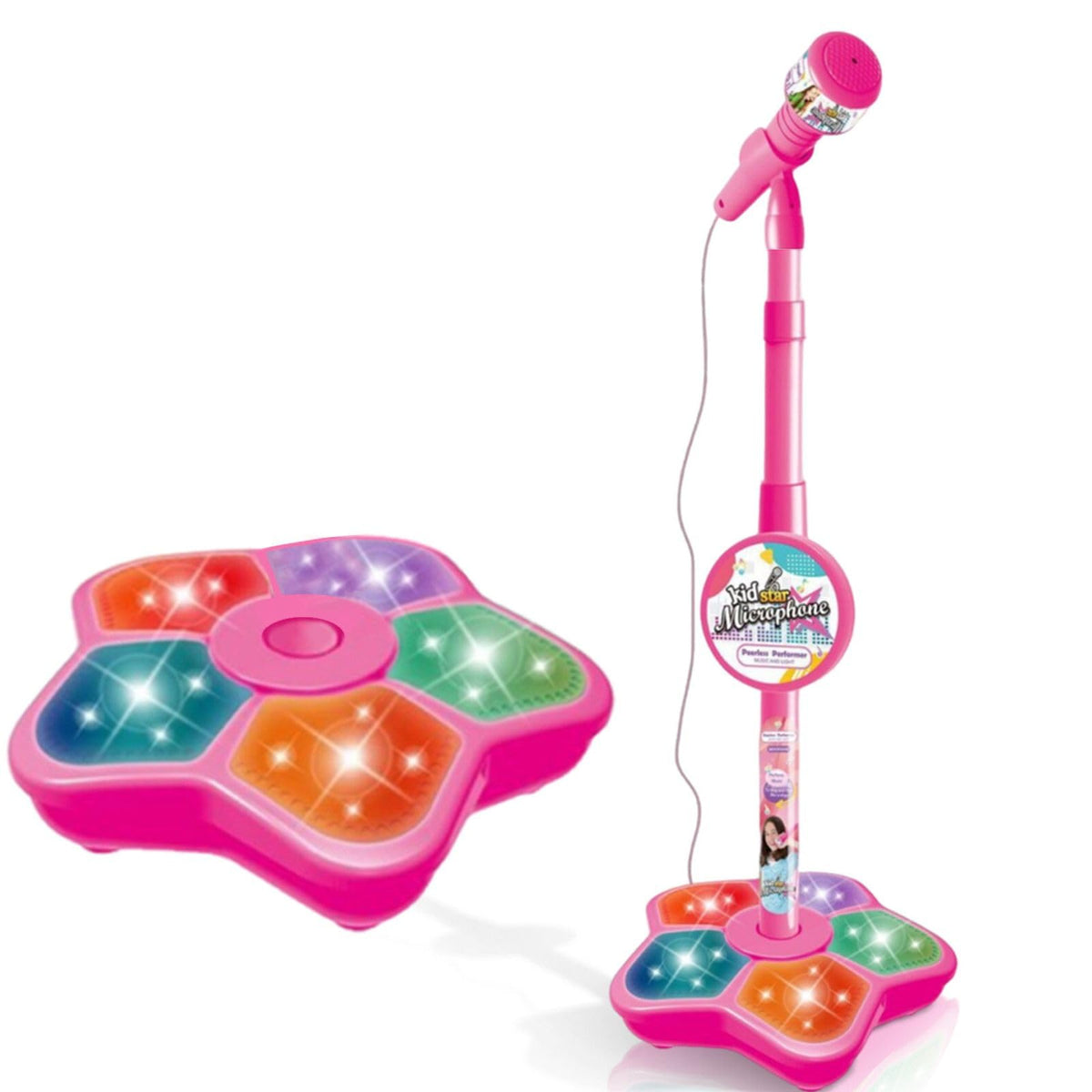 kowgical microphone toy with colorful LED lights for a playful sing-along